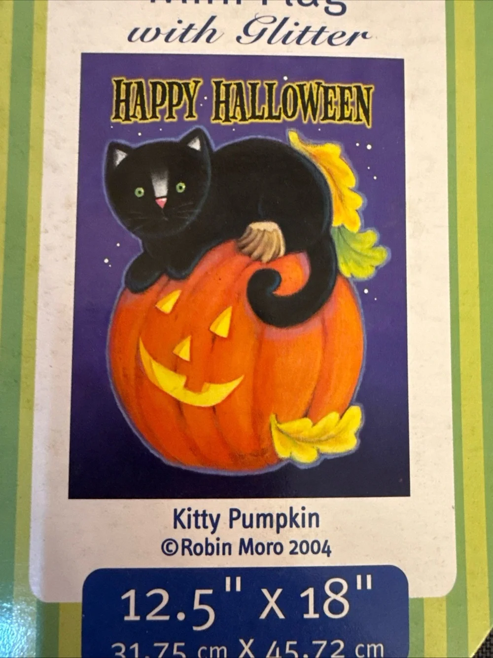 New Lifes A Breeze Kitty Cat Pumpkin Hallowen Flag 12.5